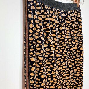 ESQUALO Skirt Women 10 Animal Leopard Print Crushed Velvet Tuxedo Stripe NWT